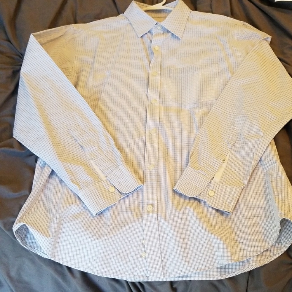 Blue, black and white men's button down
